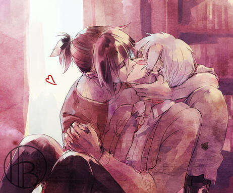 Nezumi and Shion from No. 6 kissing.